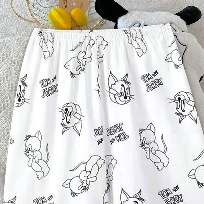 ピンク KT 猫パジャマ夏の女性の純粋な綿半袖ショーツ甘い雲綿夏は家の服セットの外で着用できます|undefined