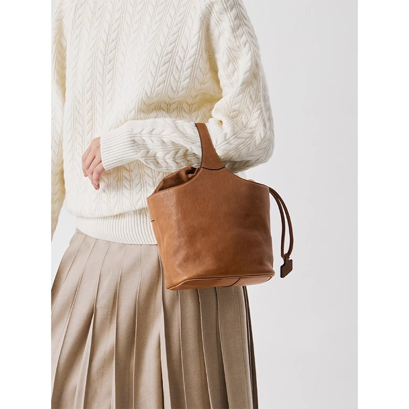 Qiu Zhen – sac à main à bandoulière en cuir véritable de vache tanné, sac panier à légumes de grande capacité pour les déplacements, femme_voghion.com