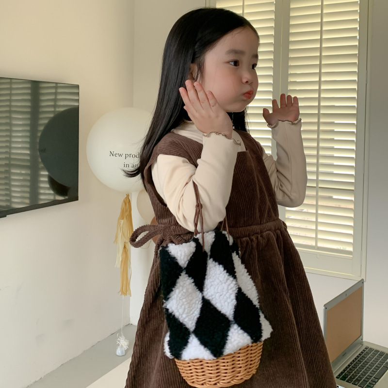 Gonna in velluto a coste autunno nuova edizione coreana con cinturino per bambini Set da due pezzi con fondo casual ampio e versatile per ragazza_voghion.com