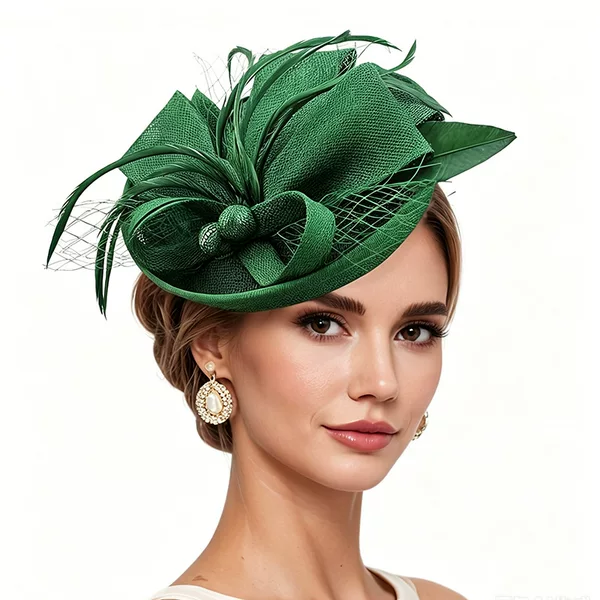 Retro Mesh Feather Fascinator Headband British-Style Racing Club Banquet Headpiece Bride Elegant Evening Party Hair Accessory