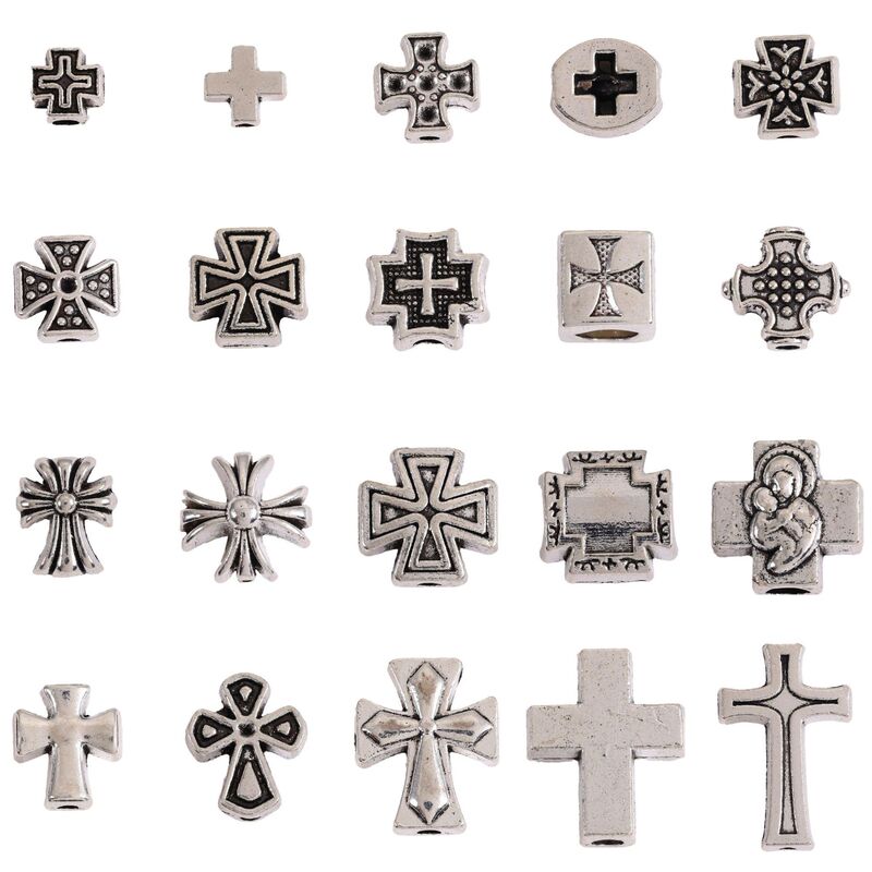 1 retro Xizang silver ancient silver cross beads zinc alloy jewelry accessories DIY necklace bracelet beads 1 retro Xizang silver ancient silver cross beads zinc alloy jewelry accessories DIY necklace bracelet beads