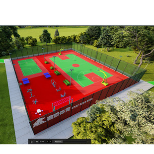 New Rural Fitness Equipment Square Fence Basketball Stand Badminton Court Fitness Path Simulated Lawn Plastic Track