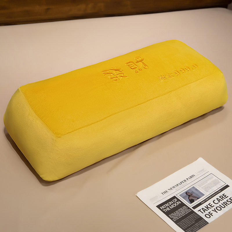 Almohada Larga de Barra de Oro de Peluche y Poliéster para Dormitorio