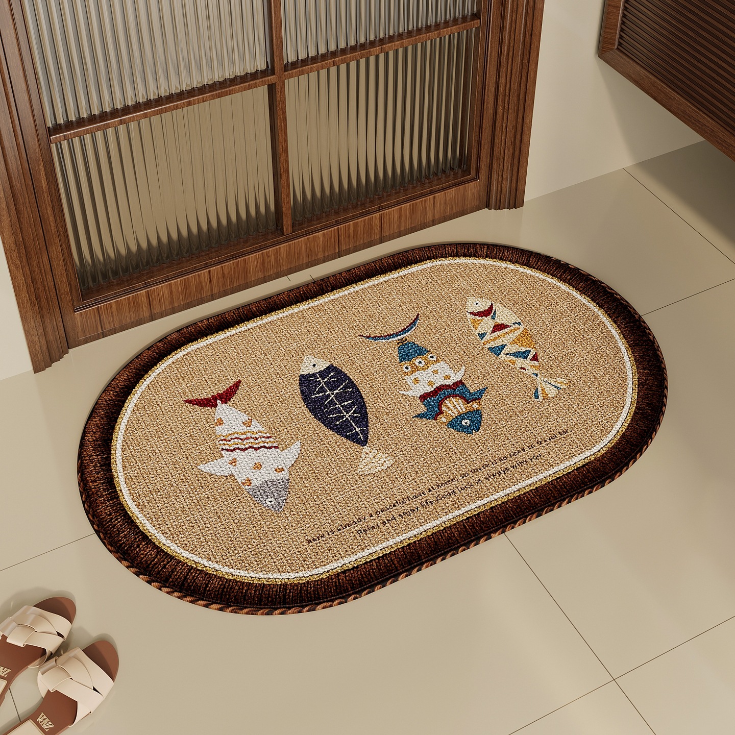 Pastoral alfombra de baño inodoro absorción de agua alfombra de pies inodoro doméstico puerta de baño alfombra antideslizante alfombra de baño