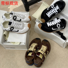 罗威老爹鞋女2025春季新款厚底德训鞋真皮百搭运动休闲板鞋阿甘鞋