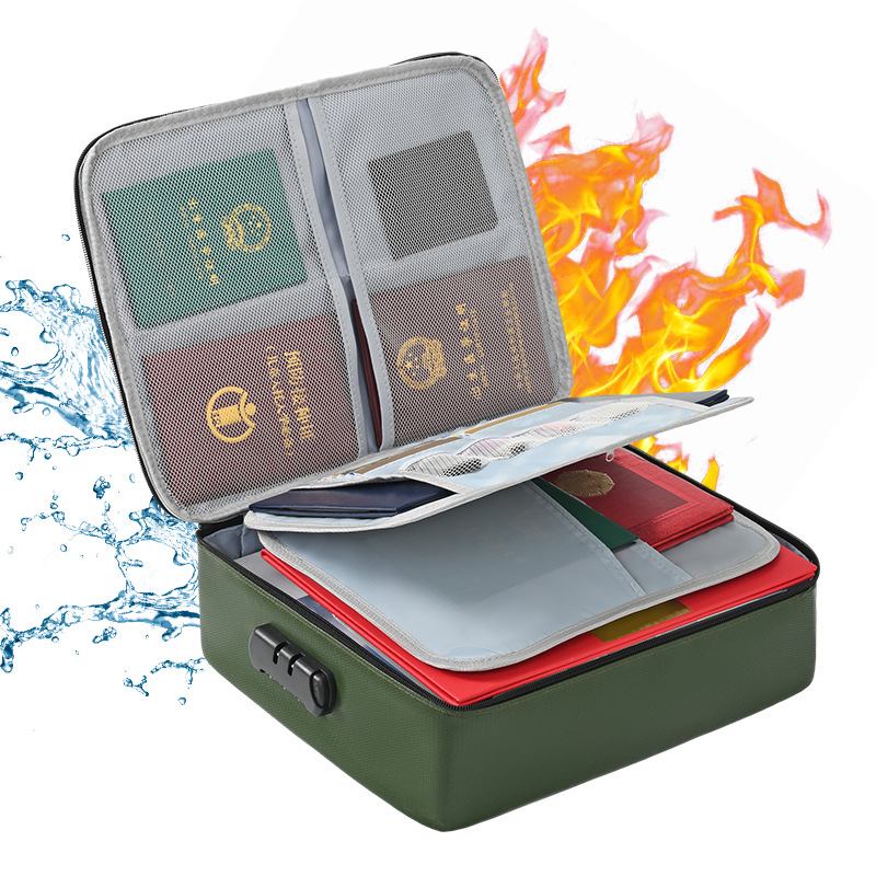 Paquete de Certificado de almacenamiento de documentos plegable bolsa de archivo impermeable multifuncional fibra de vidrio ignífugo archivo caja carpeta
