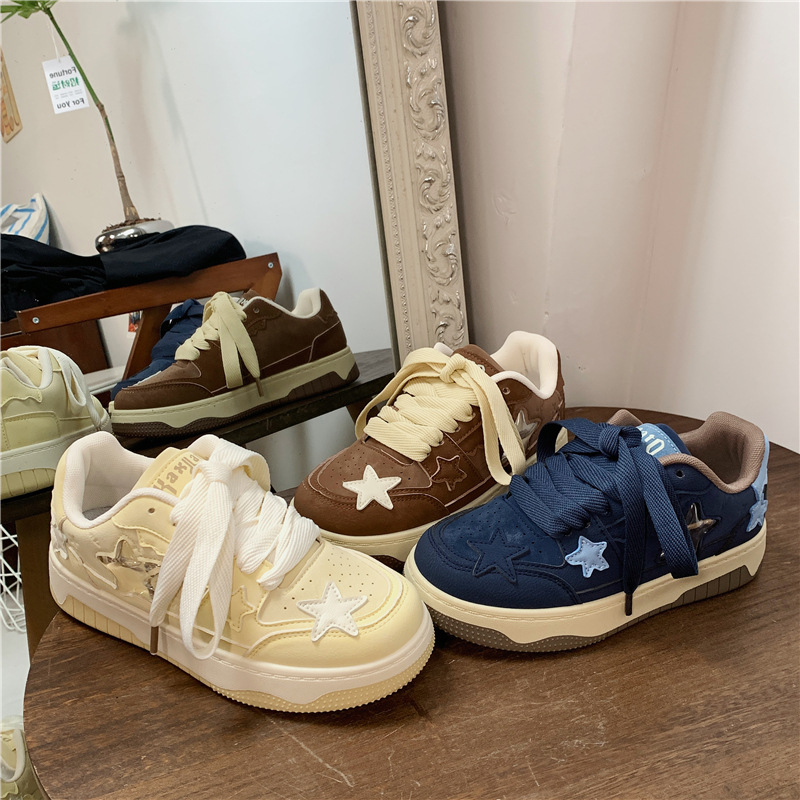 厚底休闲板鞋女式2024秋新女鞋韩版ins风星星超纤帆布鞋远波1211