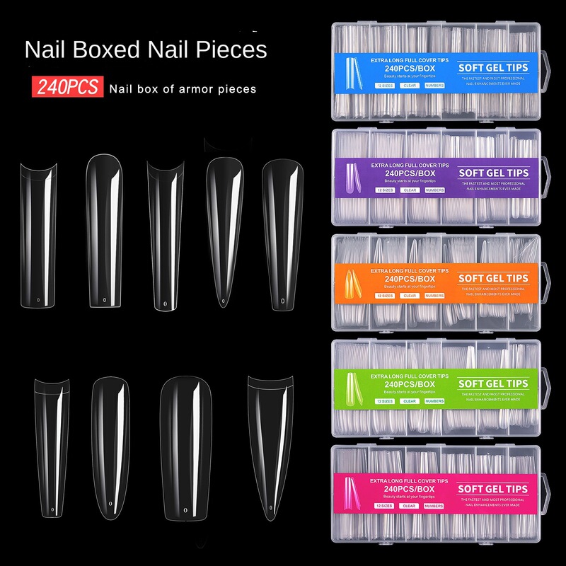 XXL Extra Long Water Pipe Nail Stickers Cross-Border Manicure 240 Boxes Transparent Full Stickers French XL Finger Press Fake XXL Extra Long Water Pipe Nail Stickers Cross-Border Manicure 240 Boxes Transparent Full Stickers French XL Finger Press Fake