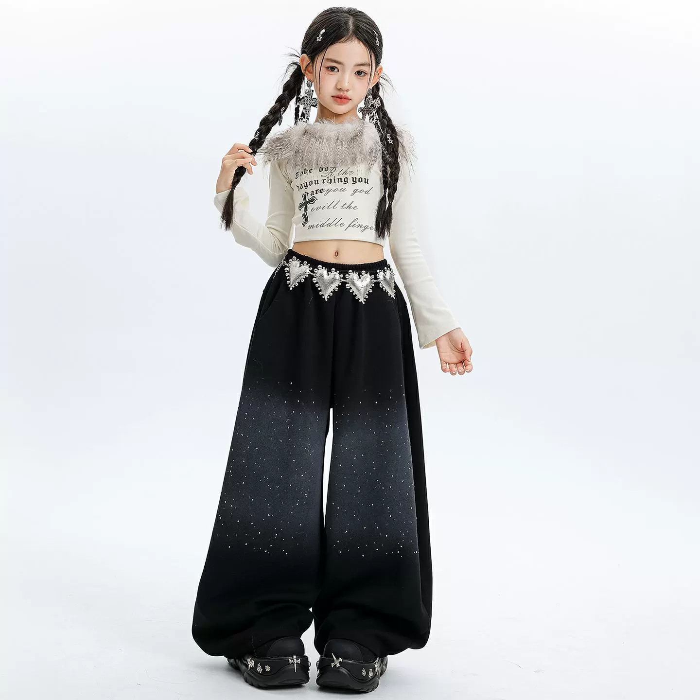 儿童爵士舞服装女童潮酷时髦洋气穿搭套装女孩jazz元旦舞蹈演出服