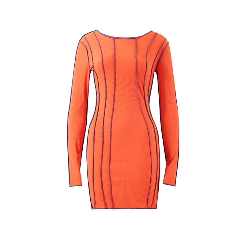 Vestido de cuello redondo acanalado con dobladillo invertido, éxito de ventas en Europa y América para otoño e invierno, ropa de mujer para comercio exterior en Amazon, venta al por mayor, dropshipping. image 13