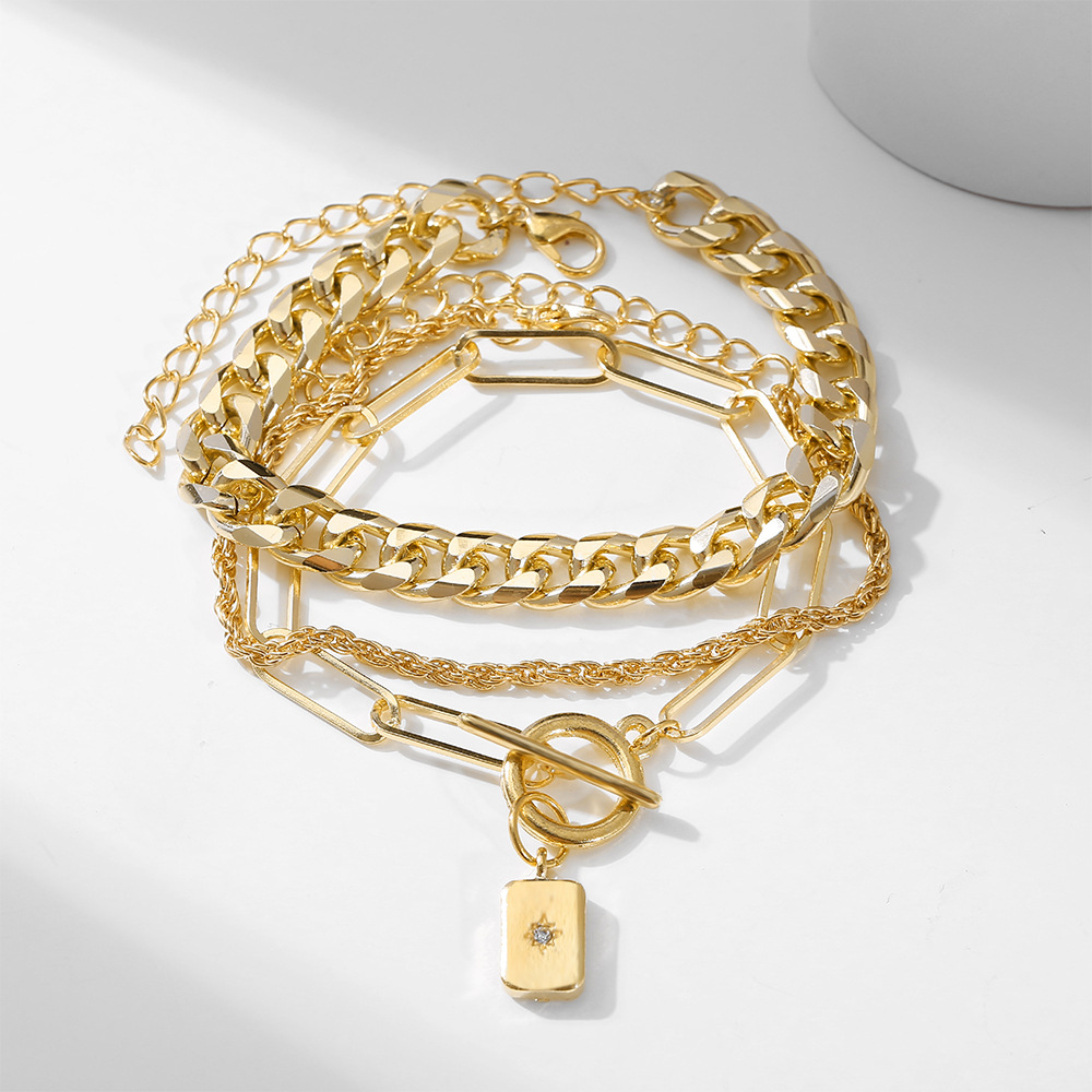 Retro Creative Gold Multi-layer Thick Chain Bracelet display picture 5