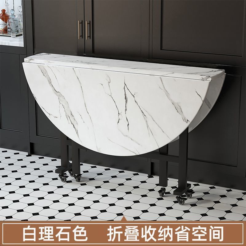 折叠餐桌客厅家用圆桌多功能可移动折叠餐桌小户型带轮吃饭折叠桌|undefined