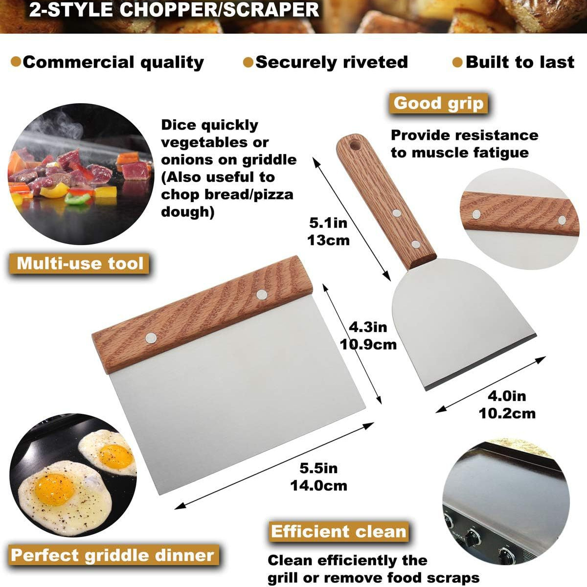 Juego de utensilios para hornear de acero inoxidable pala pala para acampar al aire libre pala teppanyaki pala para cocinar bistec juego de herramientas para barbacoa