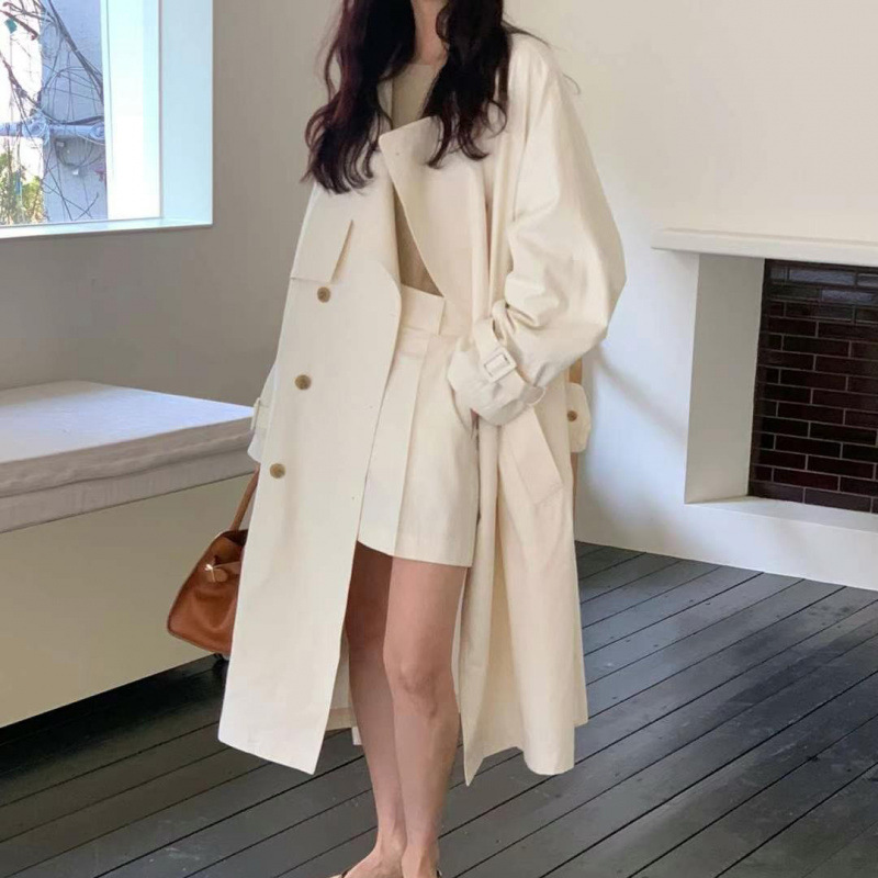 高级感白色风衣外套女2026新款春季巨好看中长款英伦休闲春秋大衣