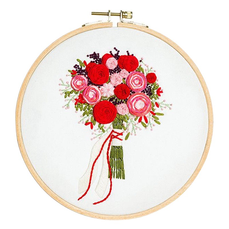 Lu bordado hecho a mano DIY principiante práctica salón pintura decorativa nórdica primaria flores y plantas traje de costura