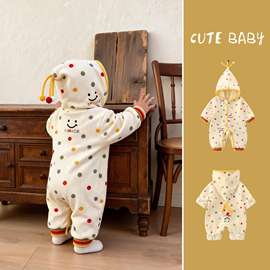 婴幼儿秋冬连体衣双面奥粒绒爬服保暖外出服拍照出片现货24h发货
