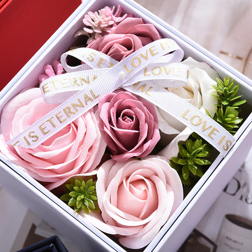New Teacher Valentine's Day Everlasting Rose Lipstick Gift Box Creative Double Layer Rotating Rose Jewelry Box