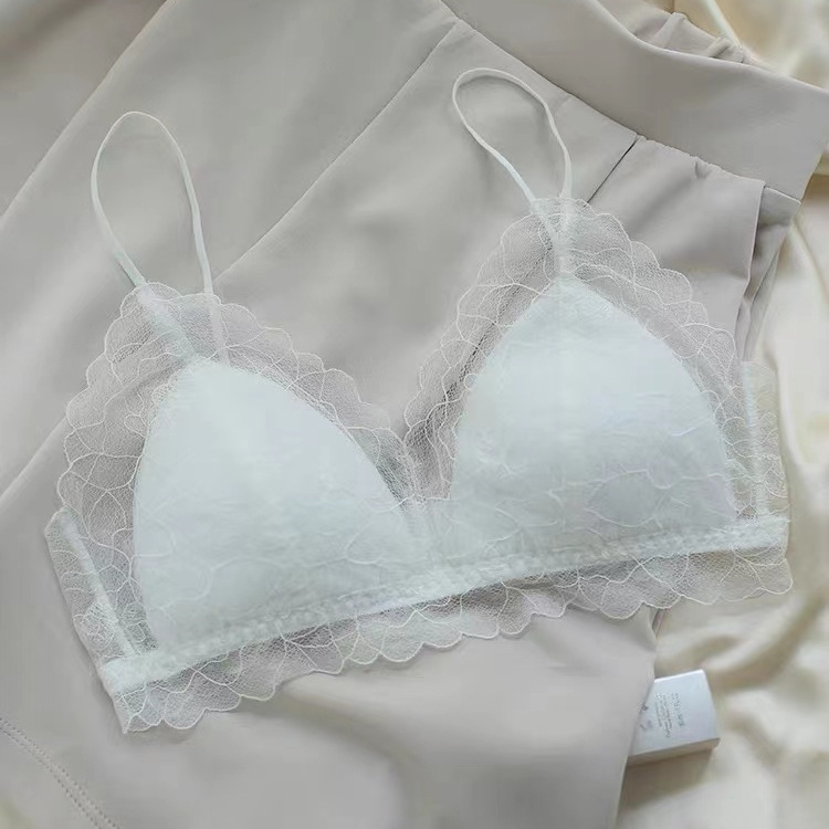 JCSILK silk sexy pure ultra-thin mulberry silk without steel ring small chest French triangle cup bra