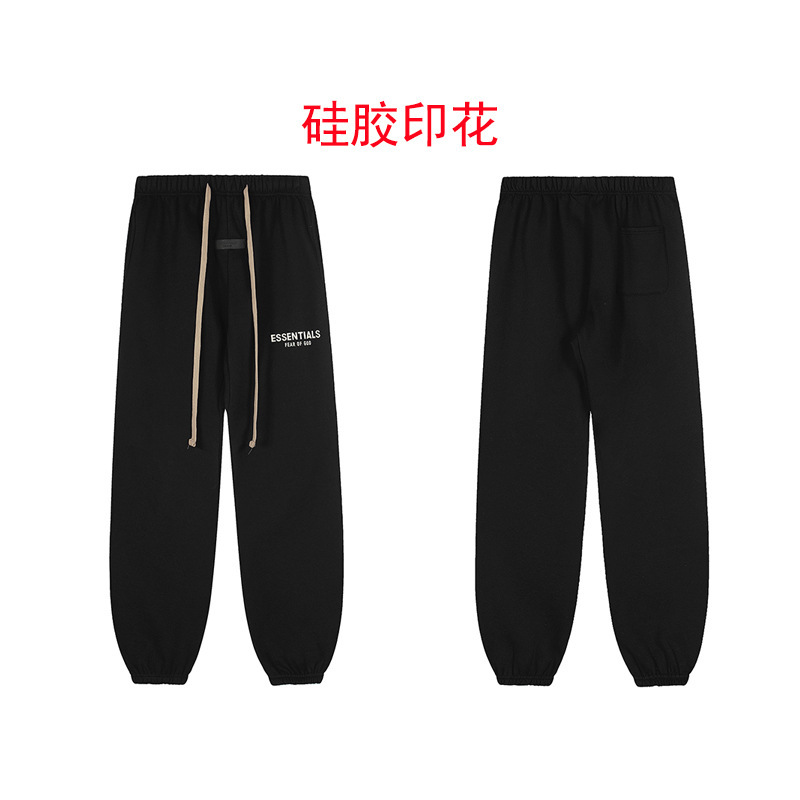 跨境热卖带连帽卫衣黑字母植绒 FOG复线ESSENTIALS潮牌长裤子套装|undefined
