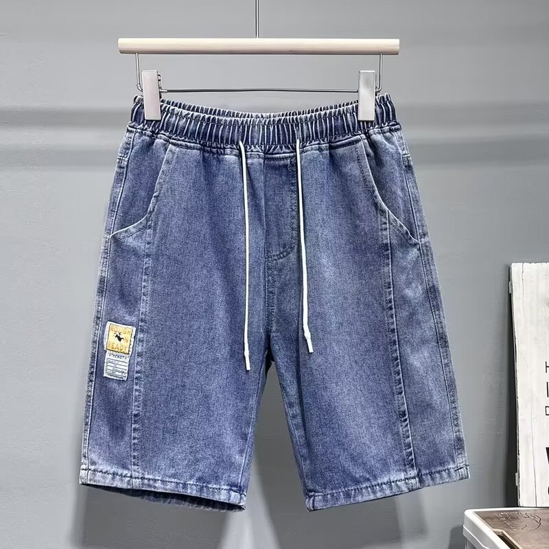 2024 nuevo estilo de verano nuevo estilo estilo de Hong Kong marca de moda simple degradado pantalones cortos de mezclilla casuales de pierna ancha pantalones de cinco puntos