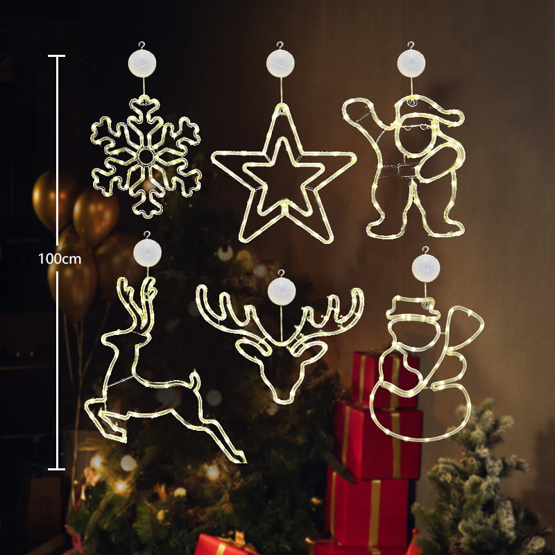 Nuevo estilo transfronterizo Navidad ambiente creativo LED ventosa decoración de la lámpara decoración del festival lámpara de estrella de cinco puntas colgante colgante image 27