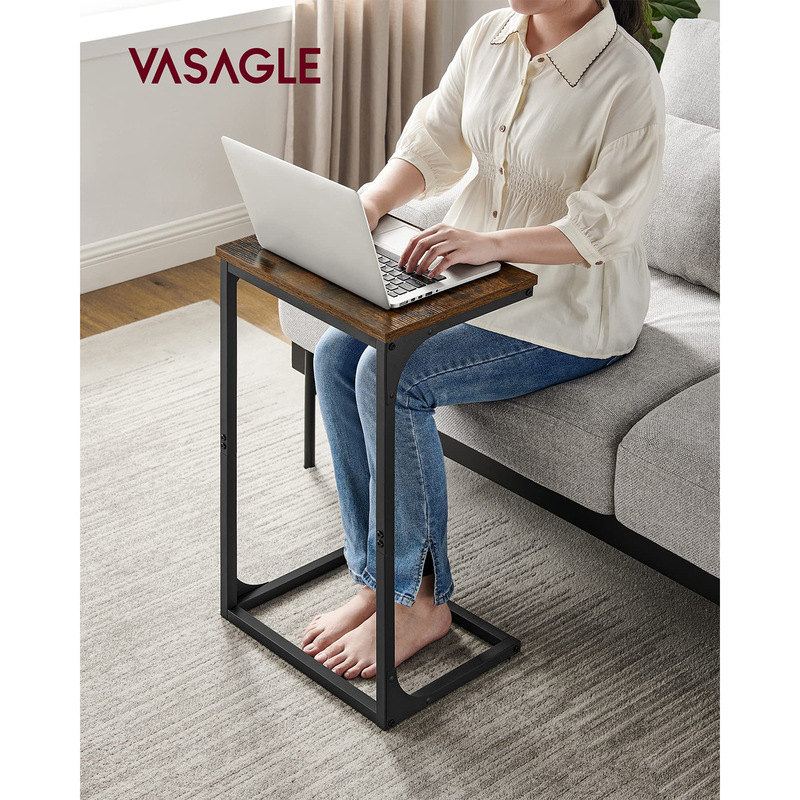 Cross-Border C-Shaped Side Table, Sofa Side Table with Metal Frame, Sofa Table, Small Tv Tray Table for Living Room and Bedroom