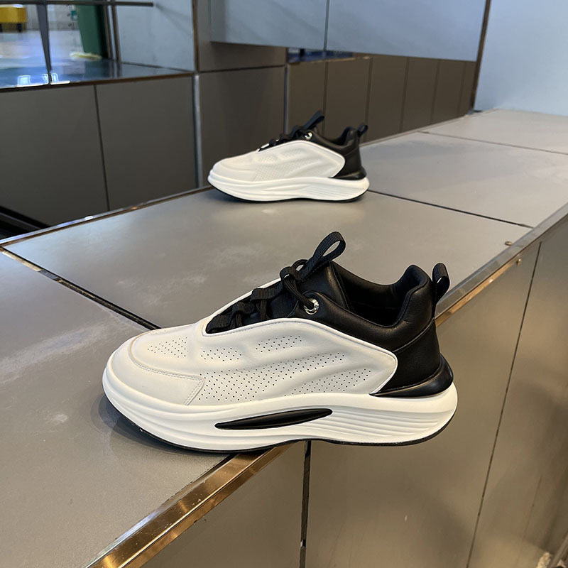 Papa 2024 automne nouveau cuir respirant sport décontracté Net rouge semelle épaisse rehaussé petites chaussures blanches_voghion.com