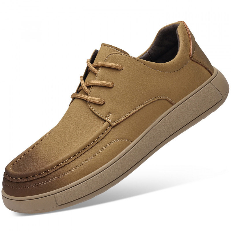 Giày da nam cổ thấp buộc dây phong cách Anh, đế bằng thoáng khí — 7706 bộ giày lười màu kaki, 7706 bộ giày lười màu đen, 7706 kaki, 7706 màu đen