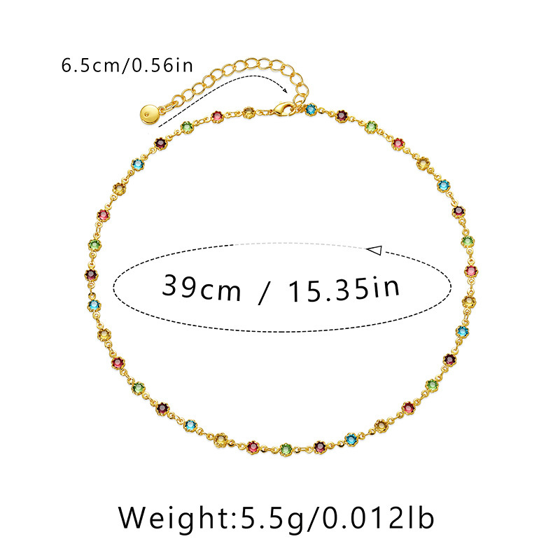 Fashion Round Copper Inlaid Zircon Necklace