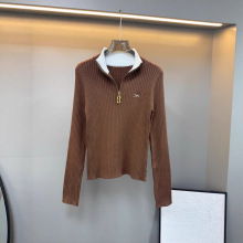拉链翻领侧拉链毛衣61819