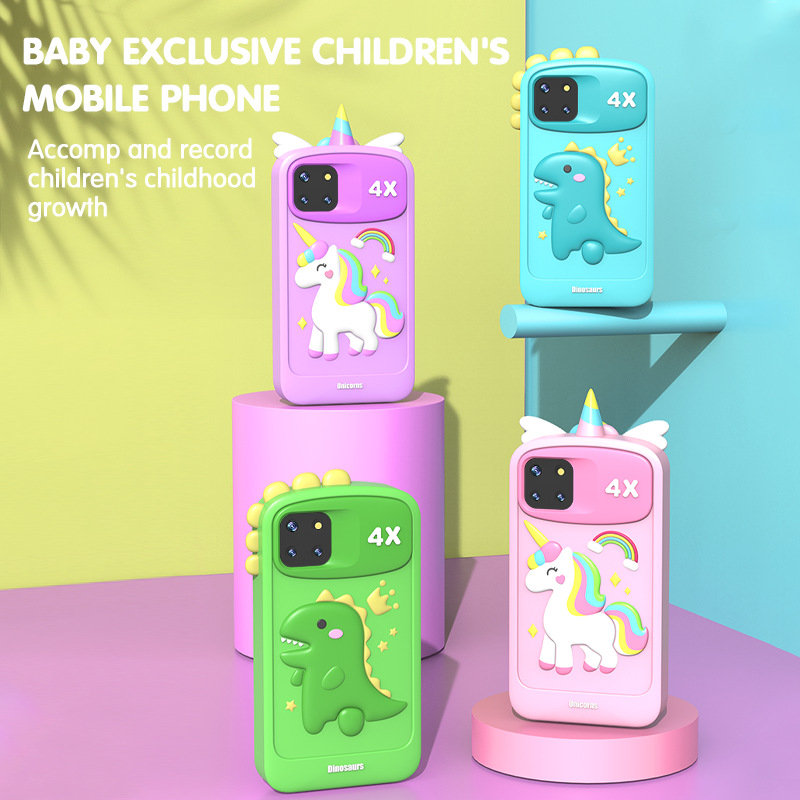 Nuevos teléfonos móviles para niños fotográficos transfronterizos de alta definición fotográficos y video juguetes inteligentes para niños con cámara táctil unicornio image 3