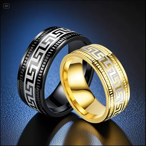 Titanium steel ring men's ins style men's high-grade trendy boys non-fading Great Wall pattern stainless steel jewelry bracelet