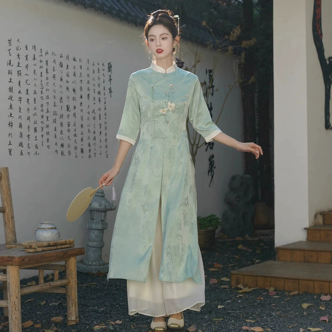 Новая китайская чайная одежда в стиле дзен для женщин, летние топы чеонгсам для чайных художников, улучшенные костюмы Тан, костюмы и брюки в китайском стиле династии Хань.