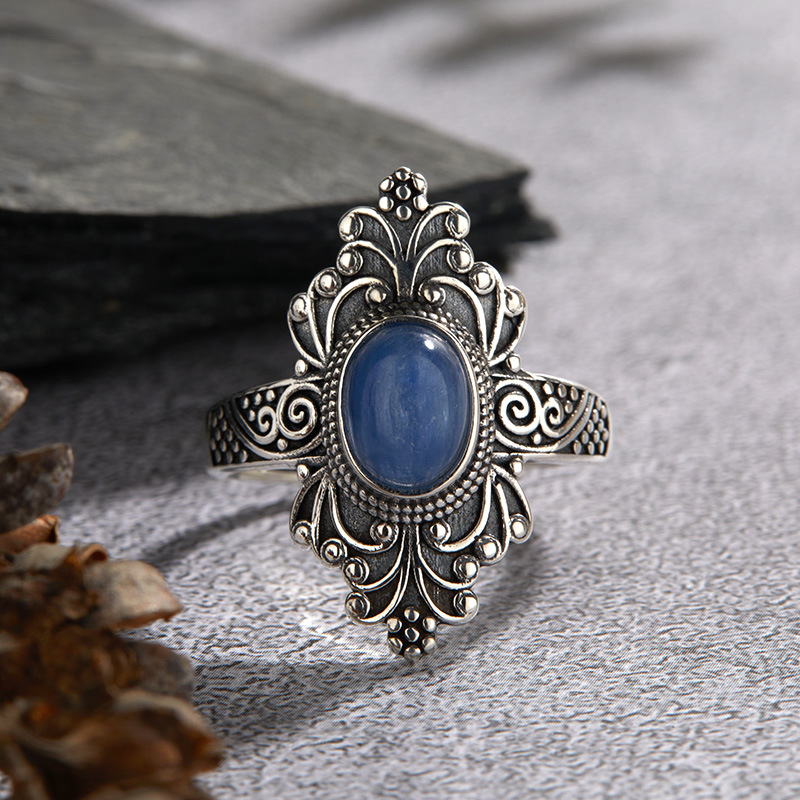 4g Weight Open Rings Classification Adjustable Ring Size 1 Piece Quantity Holiday, Tea Party Occasion 925 Sterling Silver, Blue crystal, Lapis Lazuli Material Geometric Pattern All Seasons Season Women's Gender Vintage Style, Simple Style Style 925 Sterling Silver Blue Crystal Lapis Lazuli Geometric Open Rings 6