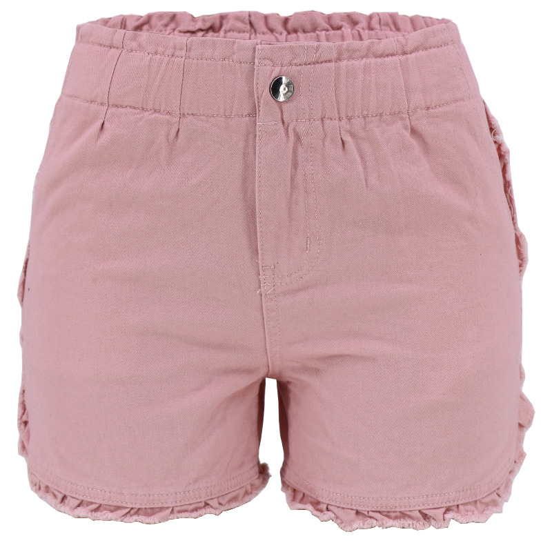 Fábrica en stock Ventas Directas europeo y americano transfronterizo dulce chica estilo elástico cintura luz diseño encaje pantalones cortos de mezclilla para mujeres
