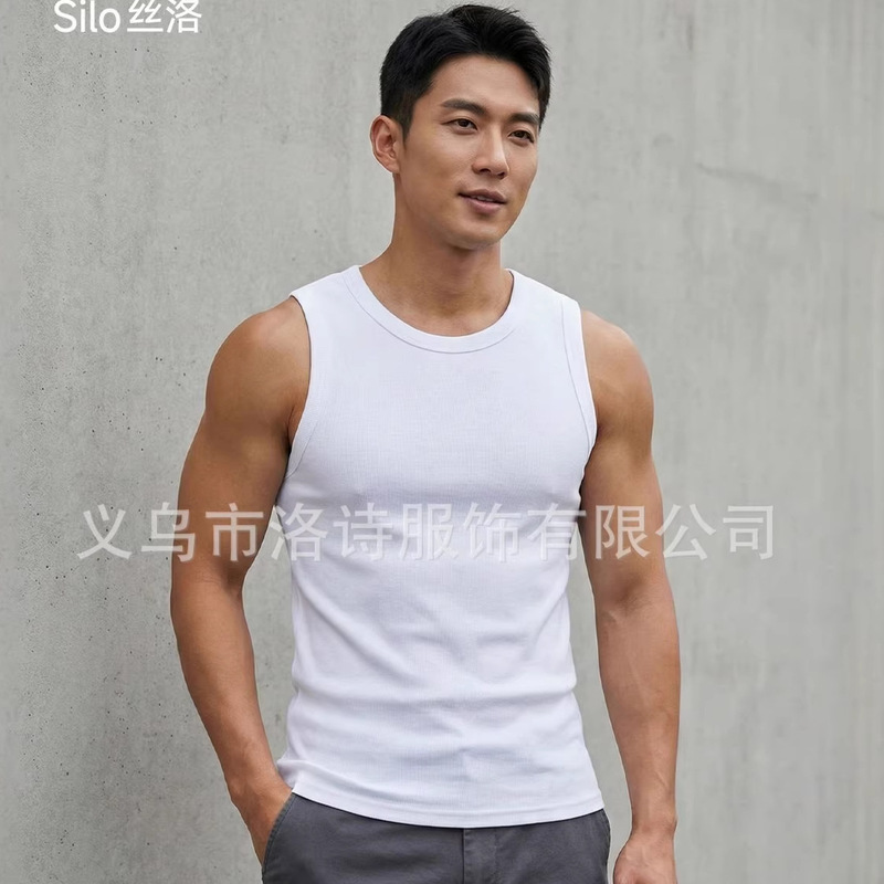 American-Style Heavyweight Ribbed Sleeveless T-Shirt Men's Fitness Tank Top Sports Vest Men's Cotton American-Style Heavyweight Ribbed Sleeveless T-Shirt Men's Fitness Tank Top Sports Vest Men's Cotton