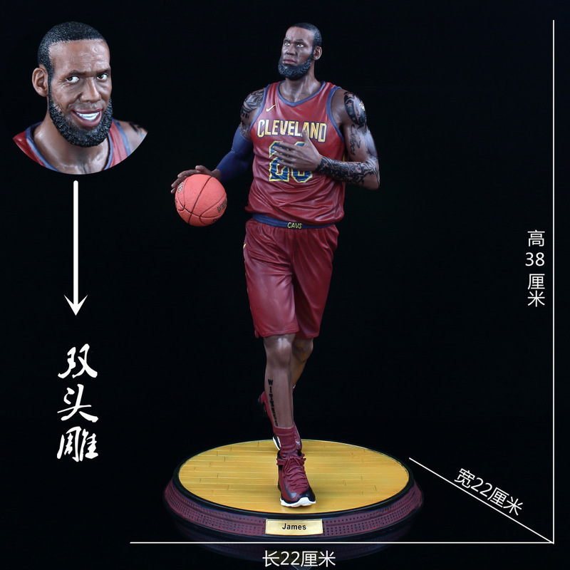 NBA Basketball Star LeBron James Double Head Carving Immovable Statue Hand-made Model Ornaments in stock Wholesale