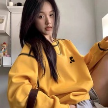 韩国代购Restandrecreation秋冬扎染纯色宽松显瘦纯棉圆领卫衣女