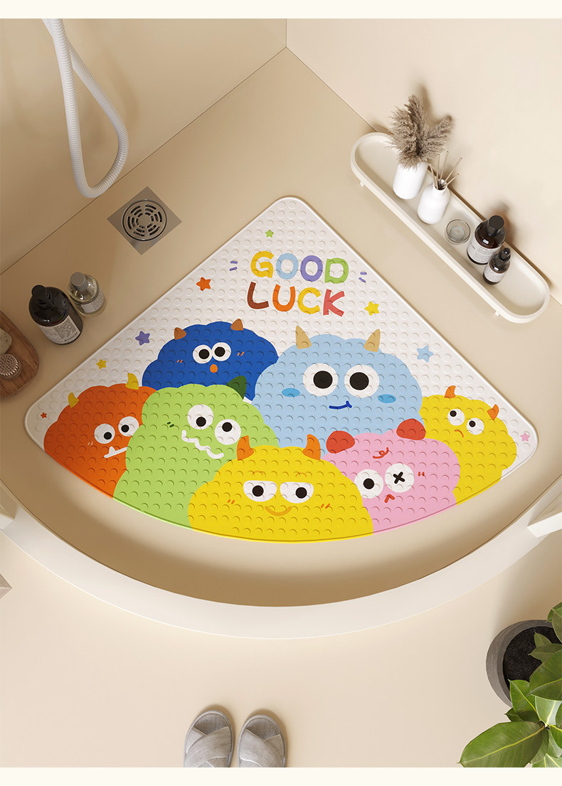 Children's Cartoon Bathroom Non-Slip Shower Mat PVC Printed Suction Cup Anti-Fall Bathtub Floor Mat