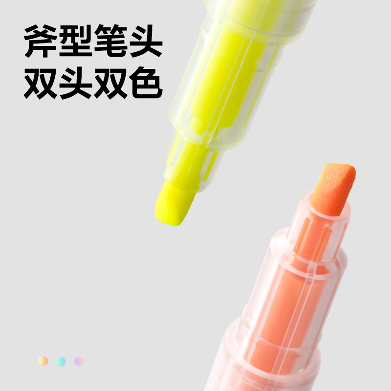 Deli resaltador, marcador fluorescente, los estudiantes usan un marcador de color de dos cabezas con puntos gruesos para tomar notas