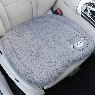 Wool pad, cute single-piece plush, 2025 new - light-gray-square-cushion1thickened-lamb-wool-super-warm-non-slip-and-durable