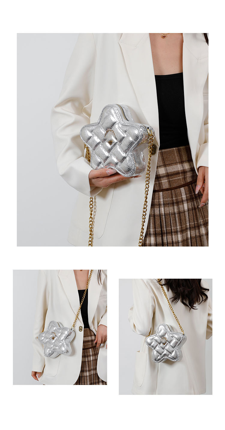 Pequeño bolso de cadena de rombos de fragancia para mujer 2025 nuevo bolso de mensajero de hombro de todo fósforo de moda bolso de estrella de personalidad de alta gama