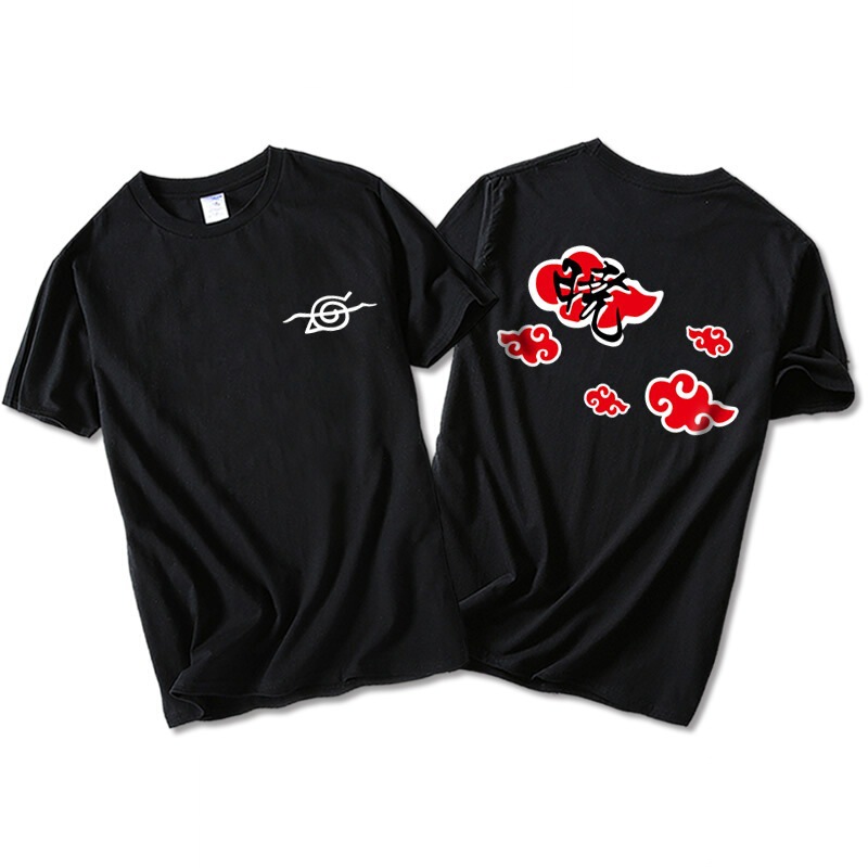 2025 New Naruto Clothes Short-Sleeved T-Shirt Xiaohongyun Uchiha Short-Sleeved T-Shirt Men and Women Cross-Border Loose
