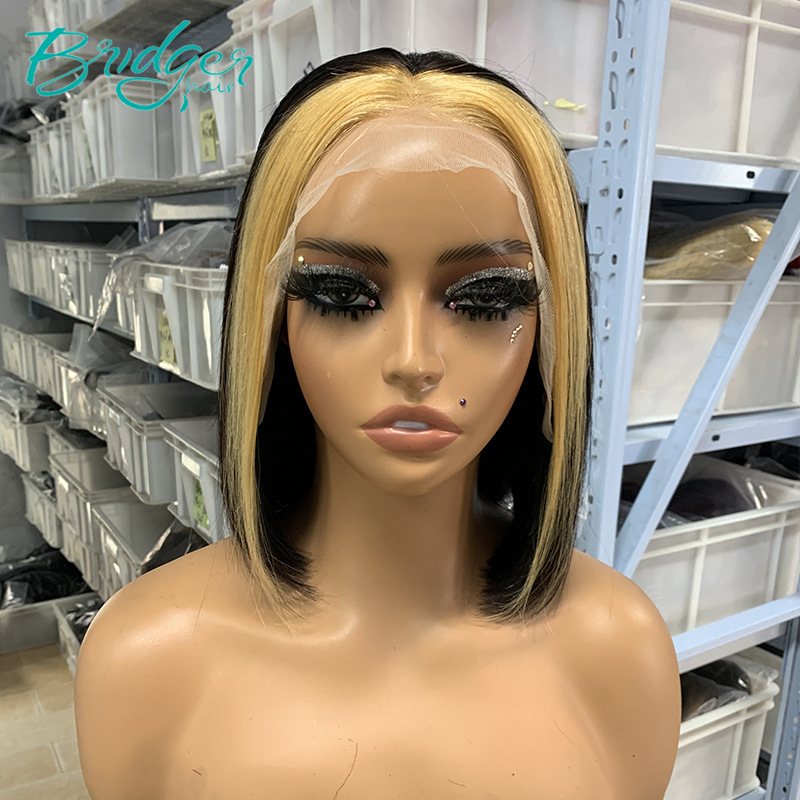 Xuchang Wig Highlight Bruin 13x 4 Kant Bob Pruiken Menselijk Haar Pruik_voghion.com