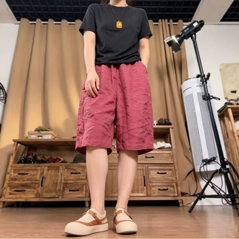 Plus-size women's shorts 2026 summer loose-fitting waist-cinching versatile casual pants for cross-border Amazon