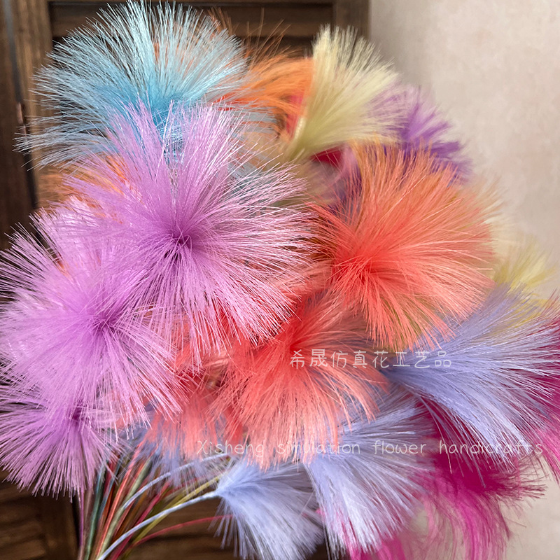 Simulated Dandelion Peacock Grass Simulated Flower Fireworks Feather Wedding Road Guide Flower Arrangement Hotel Table Decoration Fake Flowers