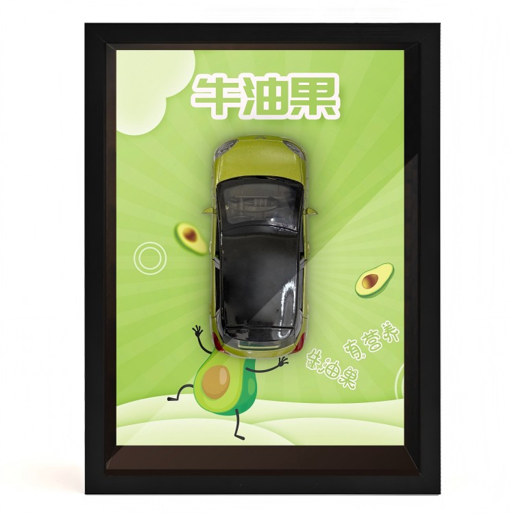 Pintura colgante tridimensional, modelo de coche de aleación, decoración exquisita de alta gama, decoración de pared para el hogar, decoración de modelo de regalo para niño con luz, transfronterizo