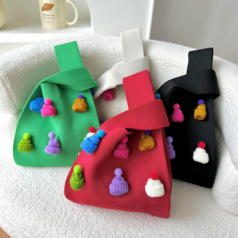 Dopamina lindo Navidad sombrero tridimensional de punto bolso de hombro estilo coreano versátil de gran capacidad bolsa de mano