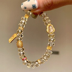 新しい中国風のブレスレット、フラッシュカット、ファセットブラジル産天然シトリン翡翠ひょうたんゴールデンエレファントブランドペンダント、軽い豪華さと高級感