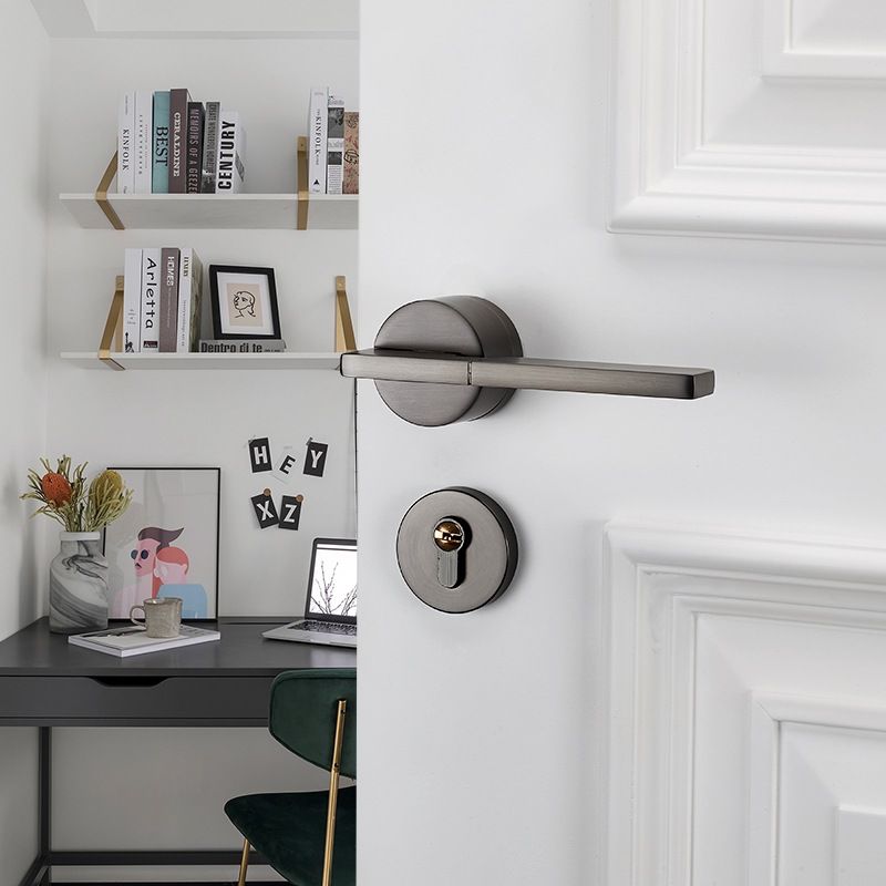 Aleación de aluminio cerradura de la puerta Hogar Universal manija de la puerta manija cerradura puerta de madera dormitorio habitación interior cerradura de la puerta